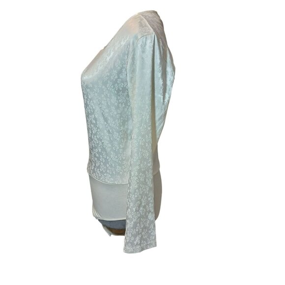 Worthington Ivory Floral Bodysuit Womens Size Medium Romantic Coquette Corpcore - Picture 6 of 9